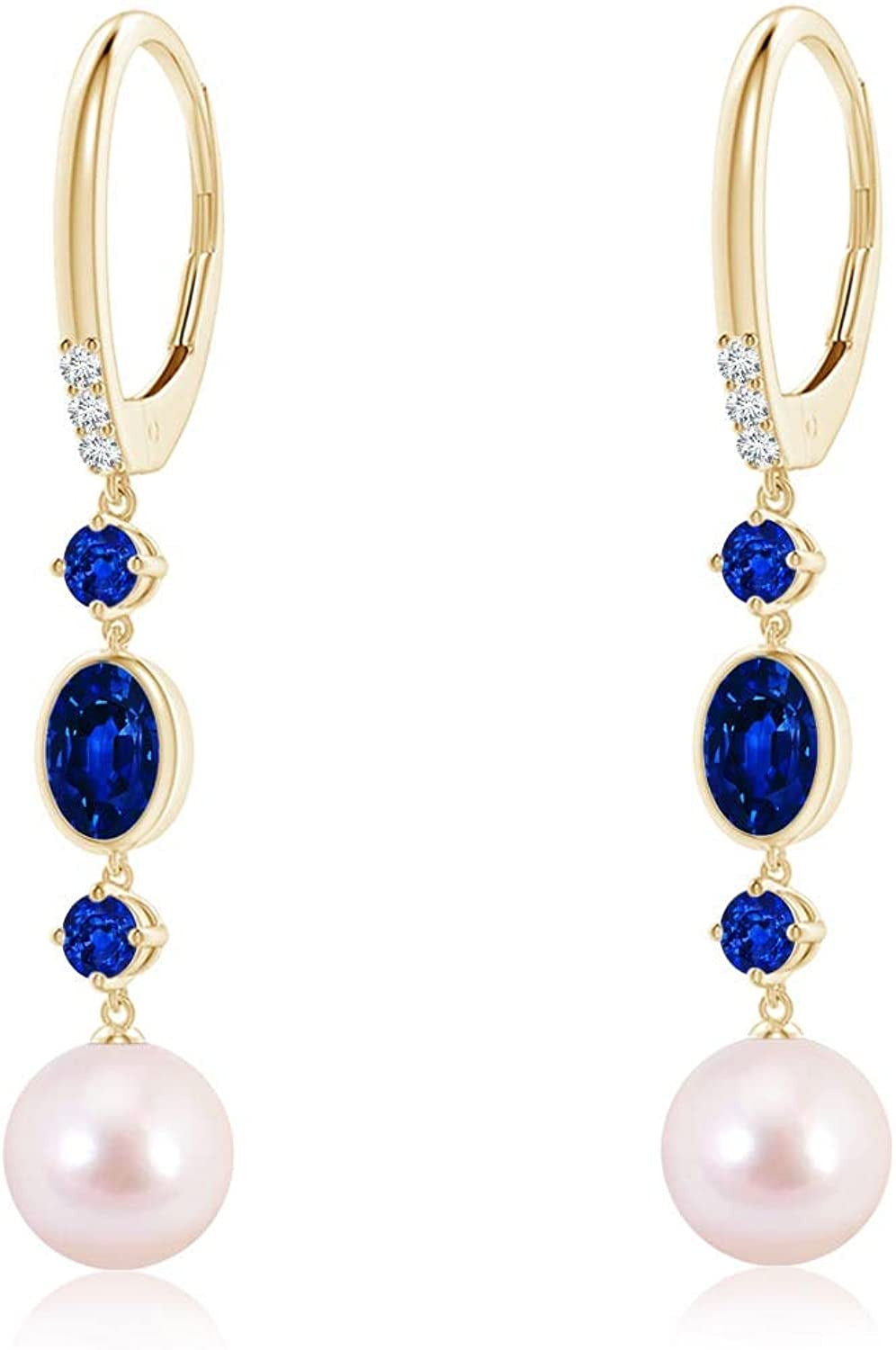 Natural Akoya Cultured Pearl Dangle Earrings for Women Girls in 14K Solid Gold |