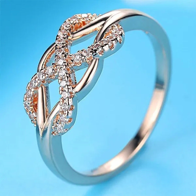 Crystal Infinity Ring Women'S Fashion Rose Gold Color Ring Wedding Jewelry