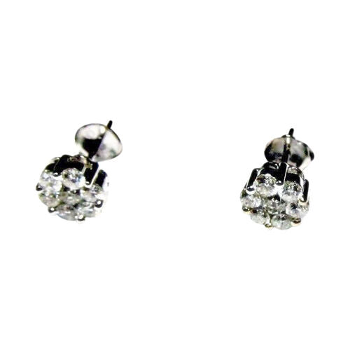 1.07 CT DIAMOND EARRING CLUSTER 7 DIAMOND EACH TOTAL 14 DIAMOND STUD EARRING 14K
