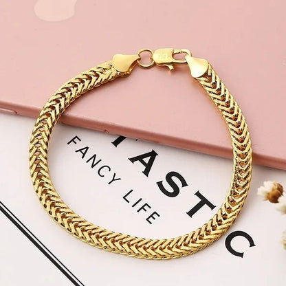 1/2/3Pcs 18K Solid Yellow Gold Bracelet Chain for Men Jewelry Women Jewelry 205M