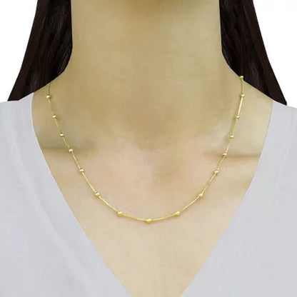 14K Yellow Gold Station Bead Necklace