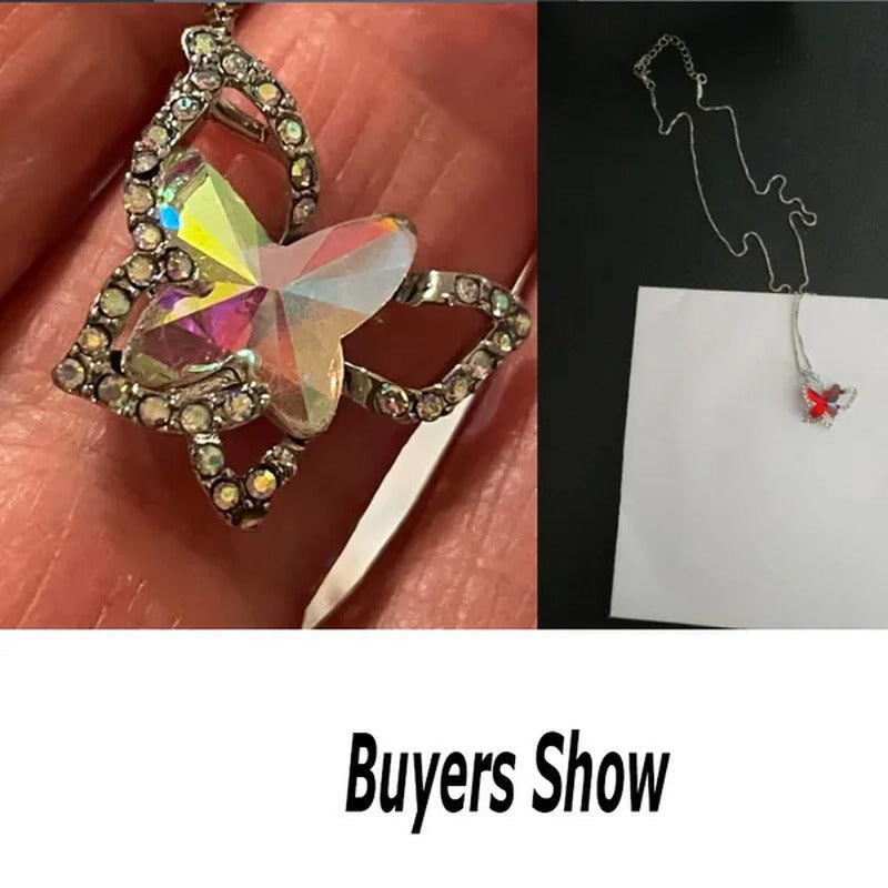 Butterfly Crystal Necklace with Premium Birthstone Pendant Necklace Shiny Butter