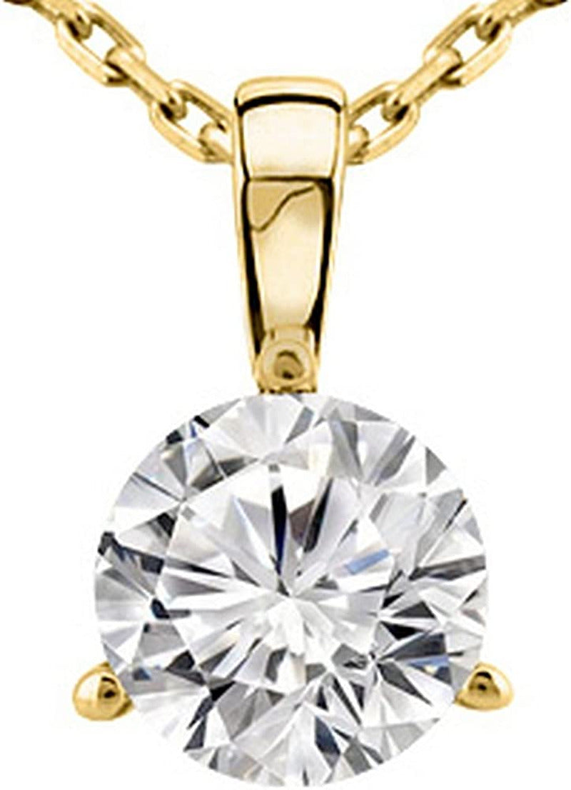 0.5 Carat 14K White Gold round Diamond 3 Prong Solitaire Pendant Necklace D-E Co