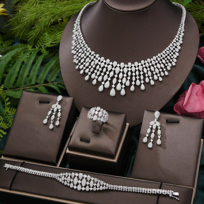 New Trendy 4PCS Full Micro CZ Luxury African Jewelry Set for Women Wedding