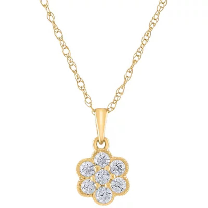 0.15 CT. T.W. Diamond Flower Cluster Pendant in 14K Gold