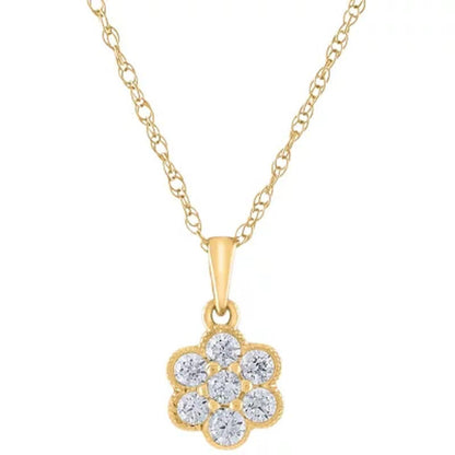 0.15 CT. T.W. Diamond Flower Cluster Pendant in 14K Gold