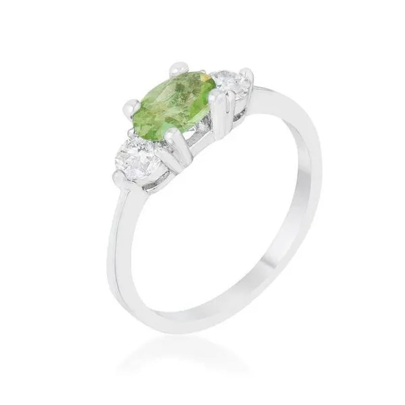 Womens Miranna 1.2 CT Peridot Cubic Zirconia Rhodium Classic Oval Ring - Size 10