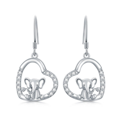 Elephant Earrings 925 Sterling Silver Elephant Dangle Earrings Elephant Jewelry