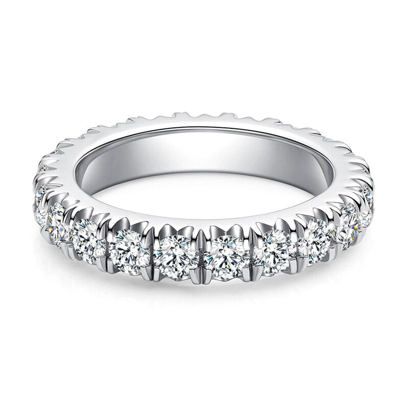 3MM 2-3Carat D Color Moissanite Wedding Band Rings for Women 925 Sterling Silver