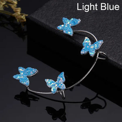 Women'S Fashion Diamond Colorful Butterfly Ear Clips without Piercing for Women