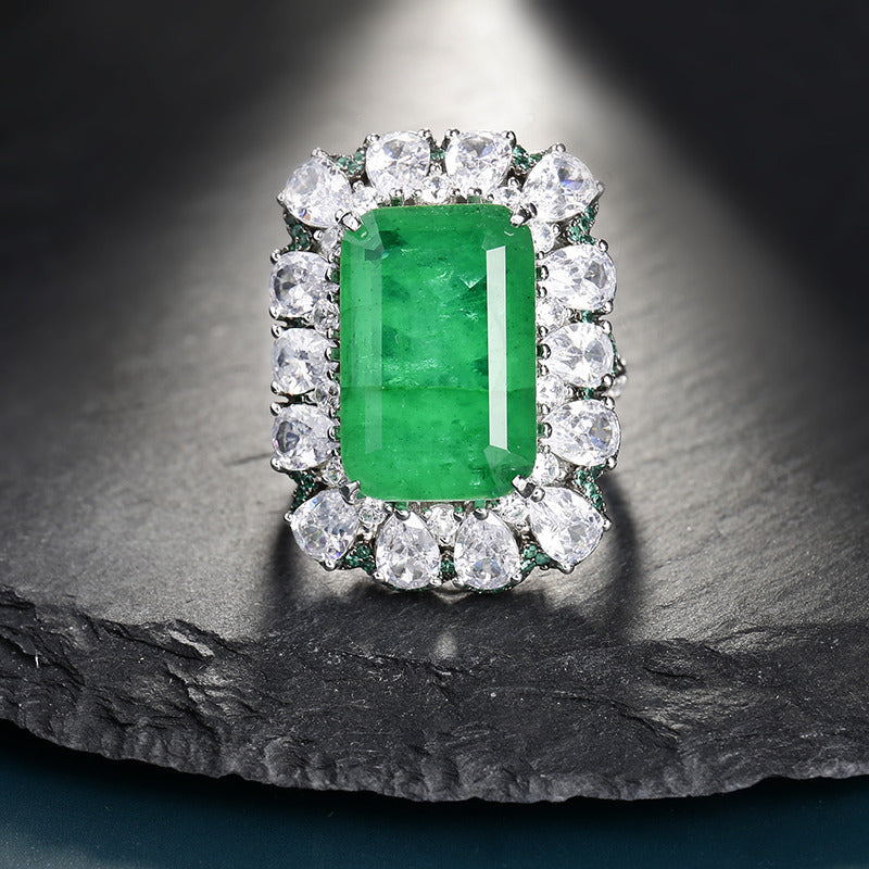 Frosty Sterling Silver Emerald Ring