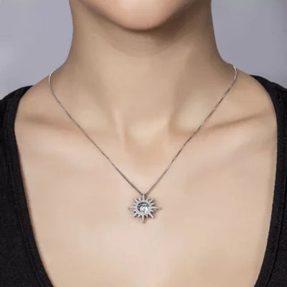 Dancing White Topaz Starburst Pendant with Diamonds in Sterling Silver