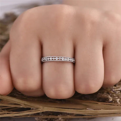 Exquisite 925 Sterling Silver/Black Gold/Gold/Rose Gold Single Ring White Full D