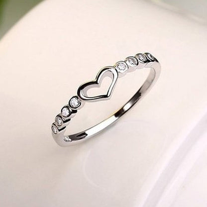 Women'S 925 Sterling Silver Blue Sapphire Ring CZ Gemstone Heart Ring
