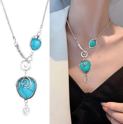 Necklaces for Women Bohemian Exotic Heart Shape Turquoise Necklace Plated with A