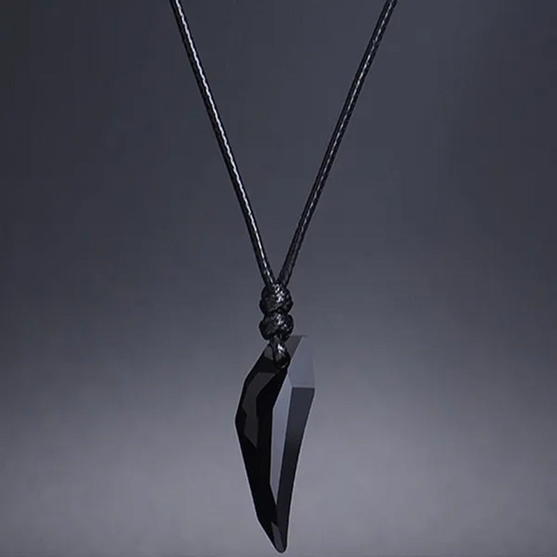 2Pcs Brief Design Women Men Wolf Tooth Crystal Pendant Adjustable Handmade Neckl