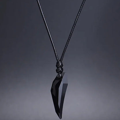 2Pcs Brief Design Women Men Wolf Tooth Crystal Pendant Adjustable Handmade Neckl