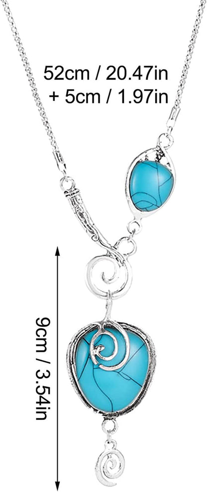 Necklaces for Women Bohemian Exotic Heart Shape Turquoise Necklace Plated with A