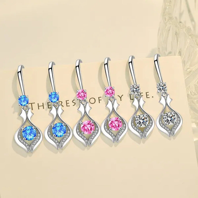 Fashion S925 Silver Earrings Ladies Temperament Earrings Water Drop Long Earring