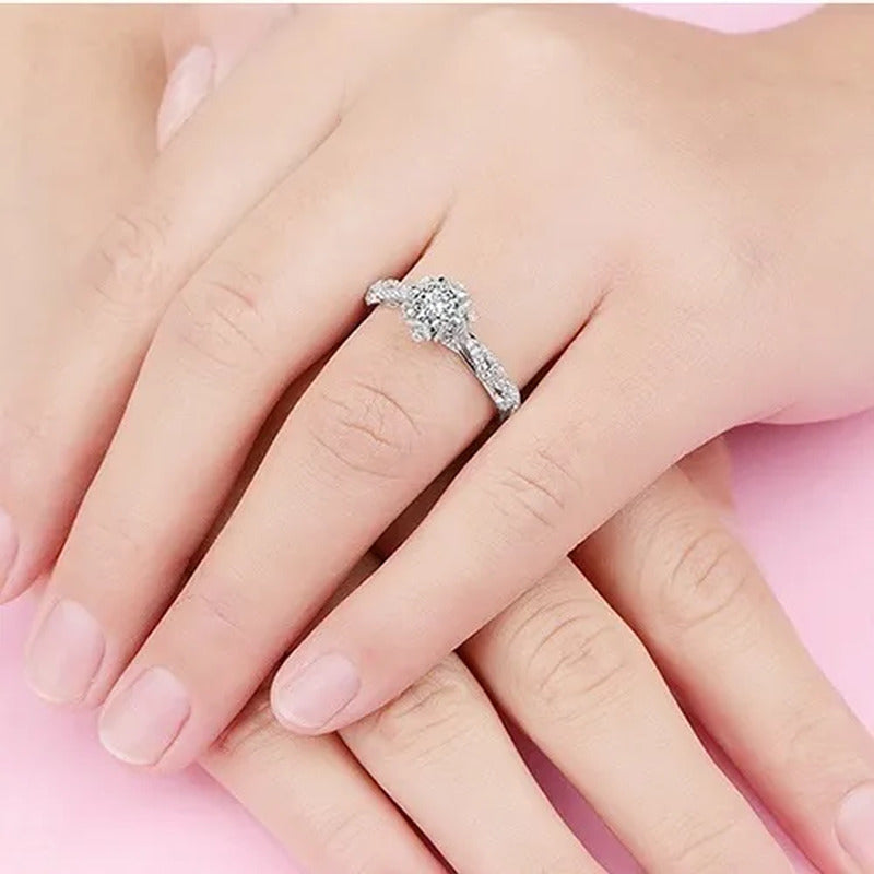Hannah Martin Exquisite 0.8Ct White Sapphire Diamond Ring Women Bridal Engagemen