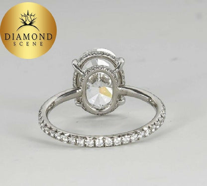 GIA OVAL SHAPE D COLOR SI1 CLARITY SET CENTER ROUND DIAMOND HALO ENGAGEMENT RING