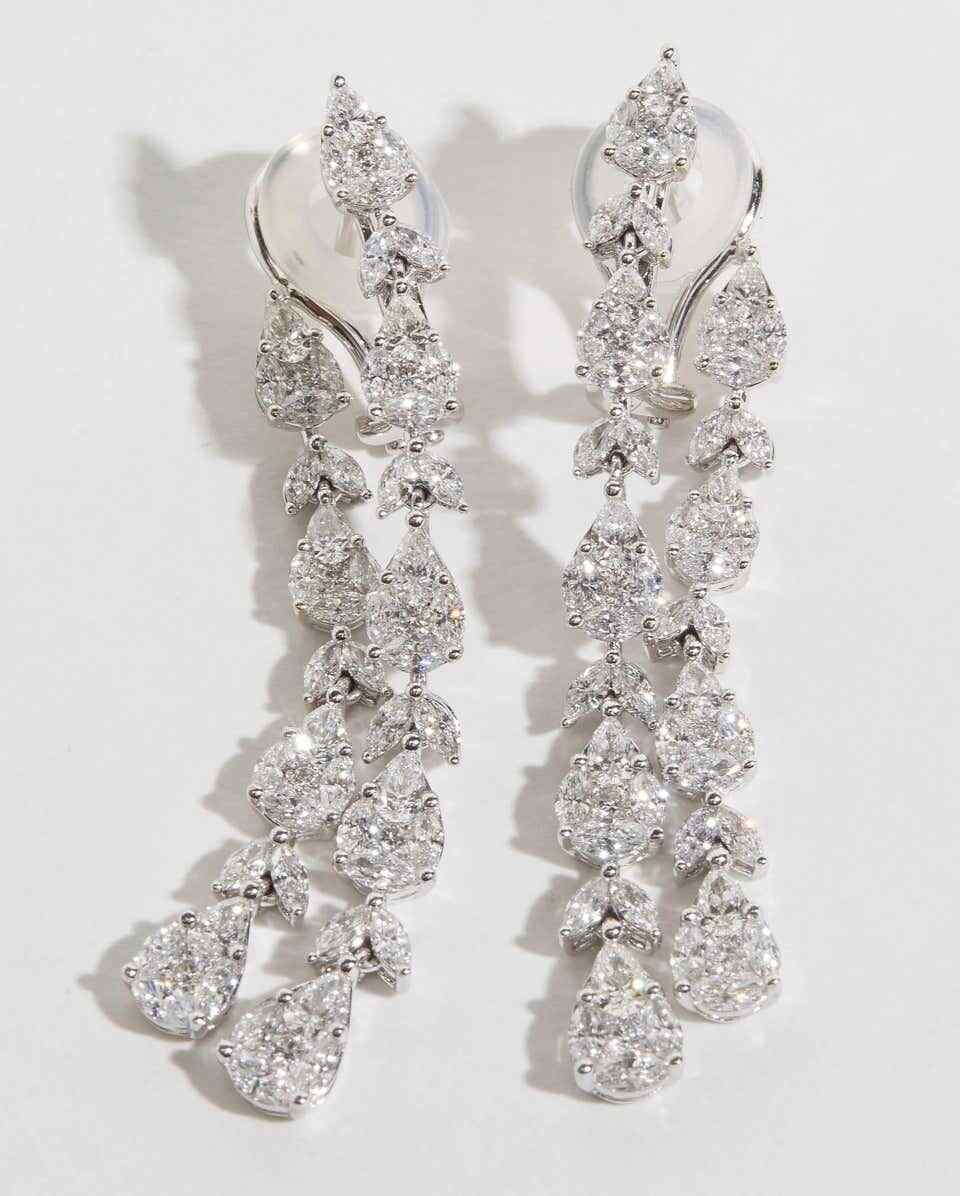 Stunning Diamond Dangle Drop Earrings