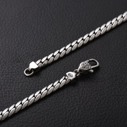 2022 New Solid S925 Silver Jewelry Fashion Retro Personality Flat Chain 5MM