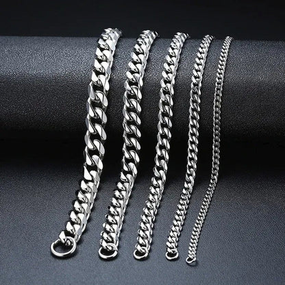 Hot Sale! Men'S Necklace Stainless Steel Cuban Link Chain Silver Gold Color Male