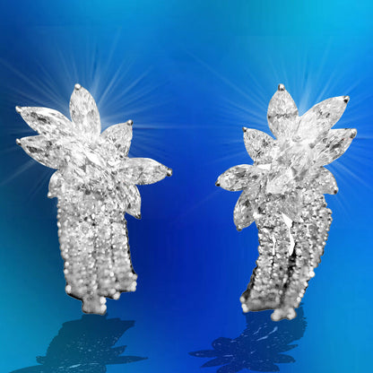 DIAMOND EARRING SET ROUND MARQUISE PEAR SHAPE BIG STONE DANGLE EARRING