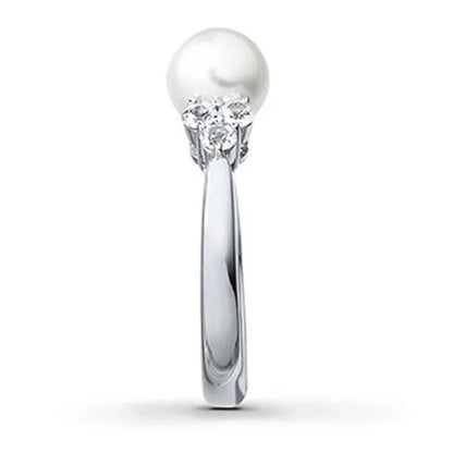 Elegant Pearl Diamond White Sapphire Women Jewelry 925 Sterling Silver Ring Enga