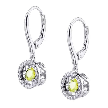 Dancing Genuine Peridot Pendant and Earring Set with in Sterling Silver