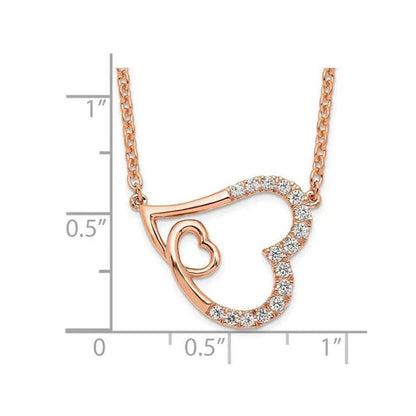 1/4 Carat (Ctw SI1-SI2, H-I) Lab-Grown Diamond Heart Pendant Necklace in 14K Ros