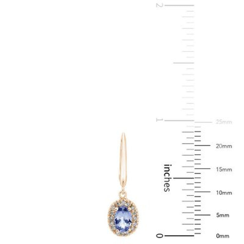 Genuine Tanzanite and 0.16 CT. T.W. Diamond Earrings in 14K Gold