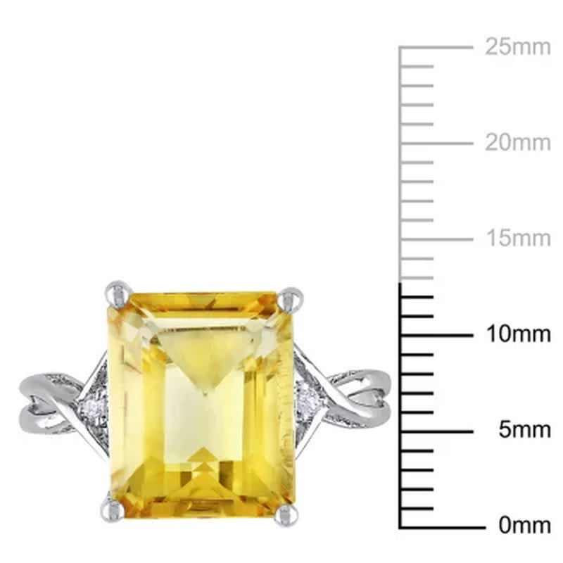 Emerald Cut Citrine and White Topaz Cocktail in Sterling Silver