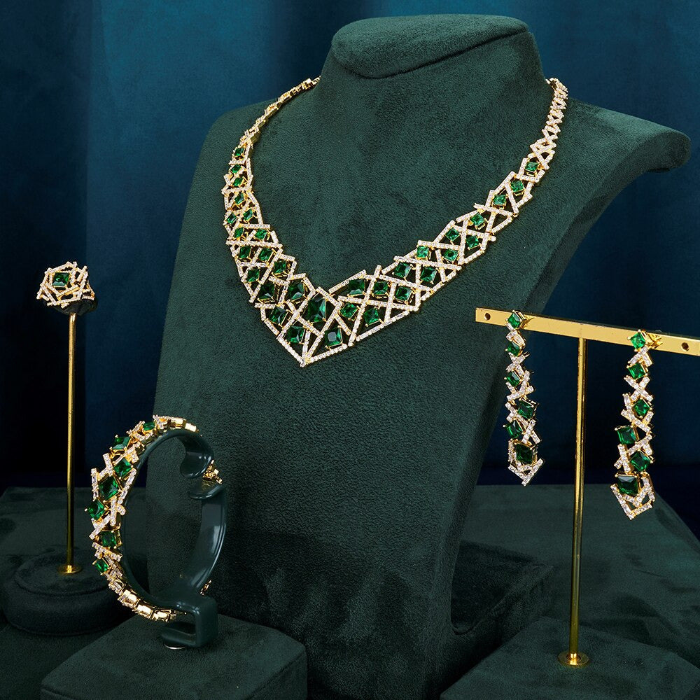 Luxury Elegant Bridal Necklace Set for Women Cubic Zirconia Wedding Jewelry