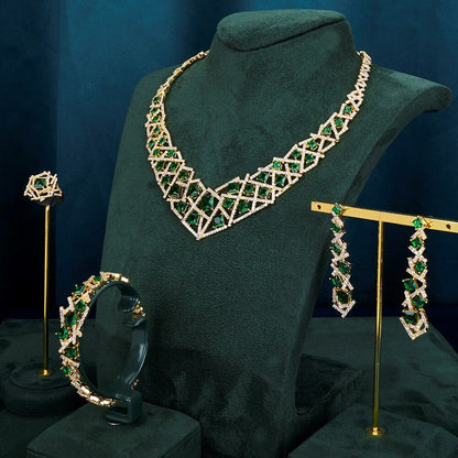 Luxury Elegant Bridal Necklace Set for Women Cubic Zirconia Wedding Jewelry