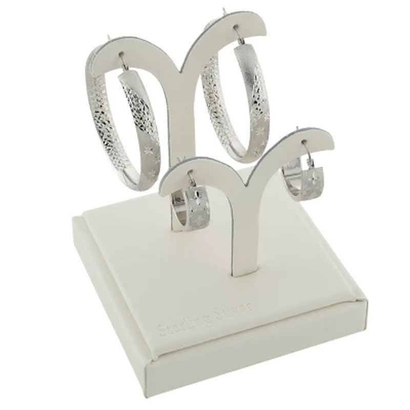Sterling 20Mm and 45Mm Star Pattern Hoop Set