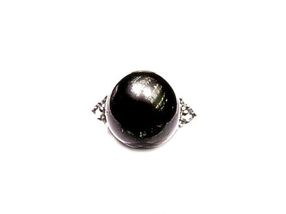 BLACK SOUTH SEA PEARL RING WITH DIAMONDS TONE SATURATION DEPTH COLOR VERY GOOD