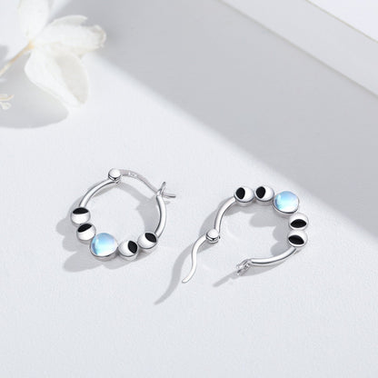 Moonstone Moon Phase Hoop Earrings