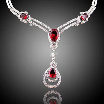 HOT Sale RED Garnet Ruby Topaz 18K Yellow/White Gold Plated Crystal Water Drop N