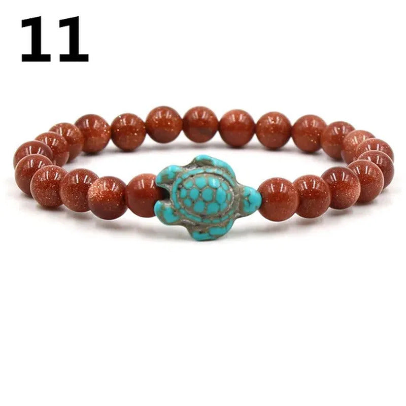 Summer Style Sea Turtle Beads Bracelets for Women Men Classic Natural Stone Elas