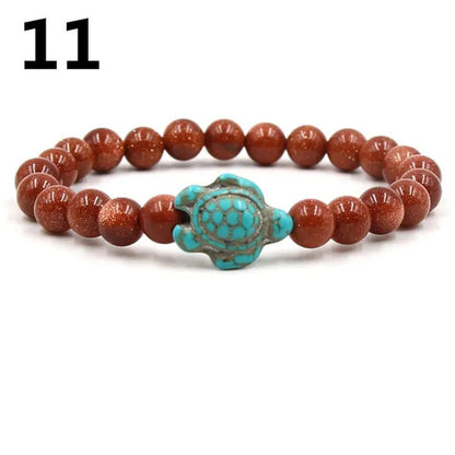 Summer Style Sea Turtle Beads Bracelets for Women Men Classic Natural Stone Elas