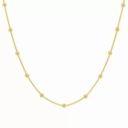 14K Yellow Gold Station Bead Necklace