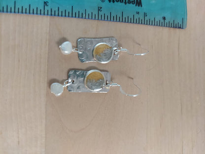Handmade Lightweight Sapphire Blue and White Pearl Rectangle Drop Womens Earring