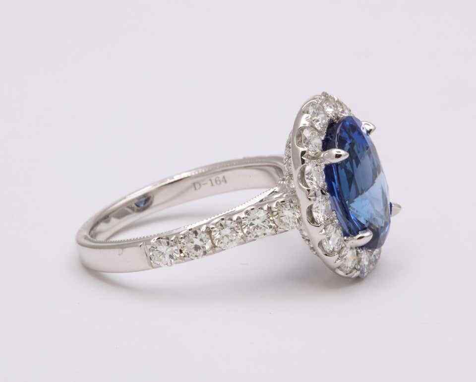 Blue Sapphire and Diamond Ring