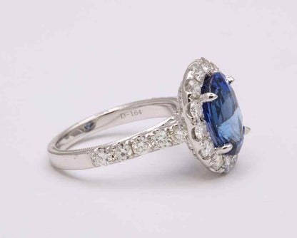 Blue Sapphire and Diamond Ring