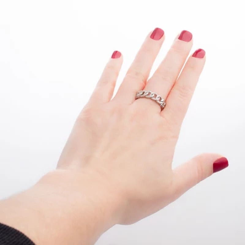 0.19 CT. T.W. Diamond Link Ring in Sterling Silver