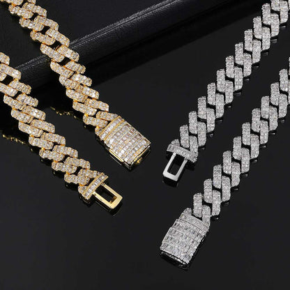 Hip Hop Square Circle Mixed Inlay 10Mm Diamond Cuban Necklace