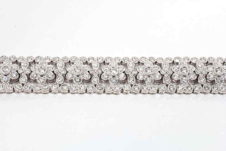 Engraved Diamond Floral Bracelet