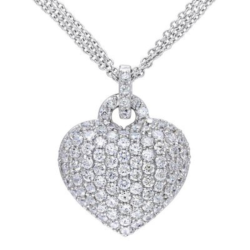 Created White Sapphire Heart Pendant in Sterling Silver